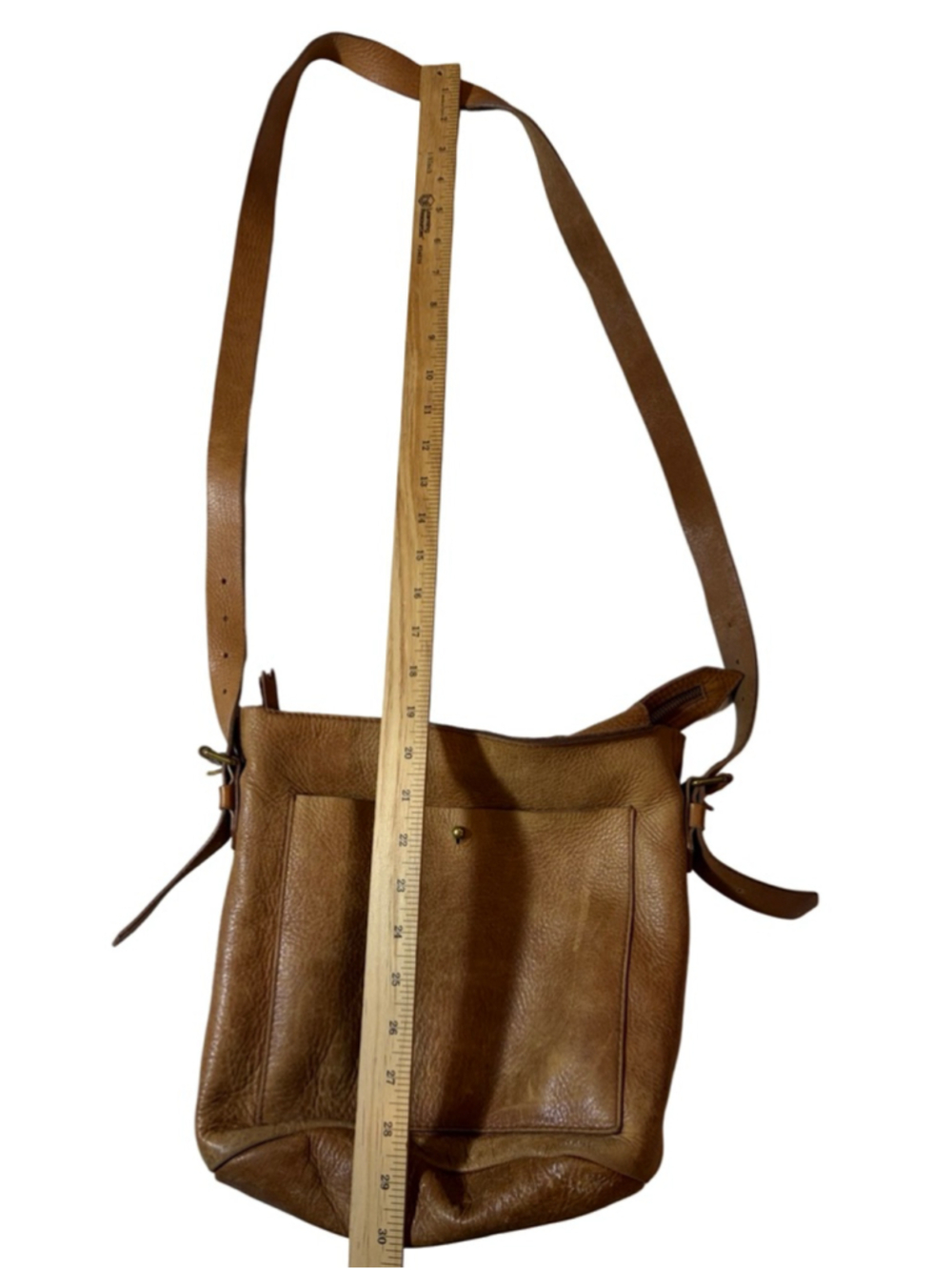 Madewell Tan Brown Leather Crossbody Bag Zip Top Messenger Shoulder Purse - Picture 2 of 10